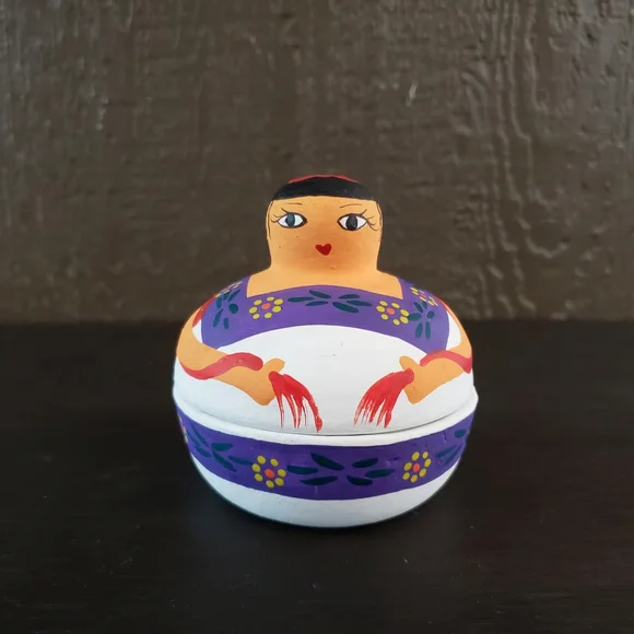 Vintage Hand Painted Mexico Folk Art Pottery Man Woman